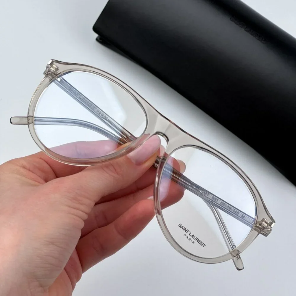 Saint Laurent Men BRAND NEW Eyeglasses Transparent Beige Pilot SL667OPT 003 - Picture 2 of 11